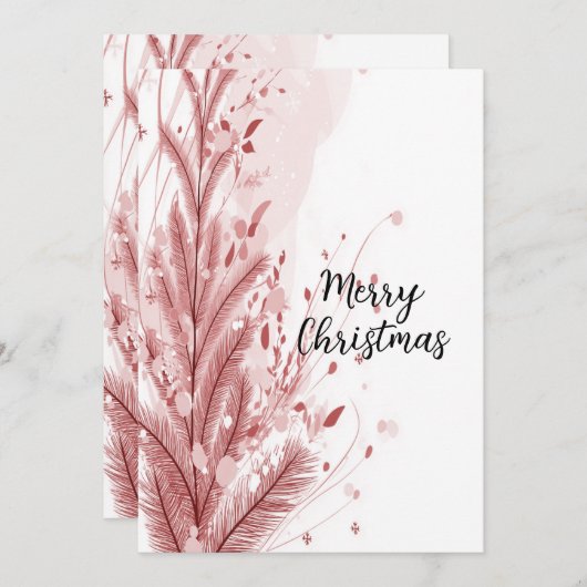 Roter Weihnachtsbaum Schneedekoration Schöne Feiertagskarte (Vorne/Hinten)