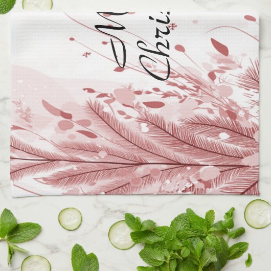 Roter Weihnachtsbaum Schneedekoration Schöne Geschirrtuch (Gefaltet)