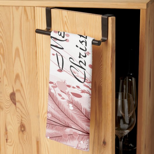 Roter Weihnachtsbaum Schneedekoration Schöne Geschirrtuch (Drittel gefaltet)