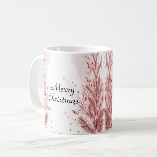 Roter Weihnachtsbaum Schneedekoration Schöne Kaffeetasse (Vorderseite Links)