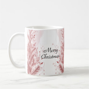 Roter Weihnachtsbaum Schneedekoration Schöne Kaffeetasse