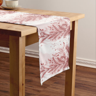 Roter Weihnachtsbaum Schneedekoration Schöne Kurzer Tischläufer