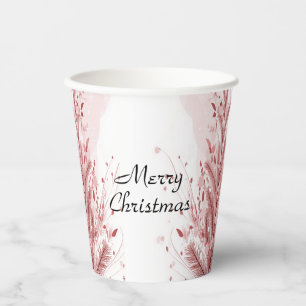 Roter Weihnachtsbaum Schneedekoration Schöne Pappbecher