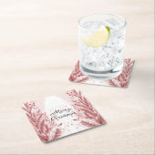 Roter Weihnachtsbaum Schneedekoration Schöne Rechteckiger Pappuntersetzer (Vor Ort)