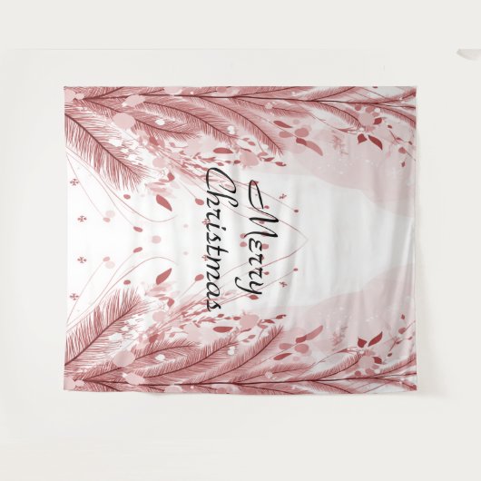 Roter Weihnachtsbaum Schneedekoration Schöne Wandteppich (Vorderseite (Horizontal))