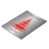 Roter Weihnachtsbaum Schneeflocken Individuelle Na Notizblock (Linke Seite)