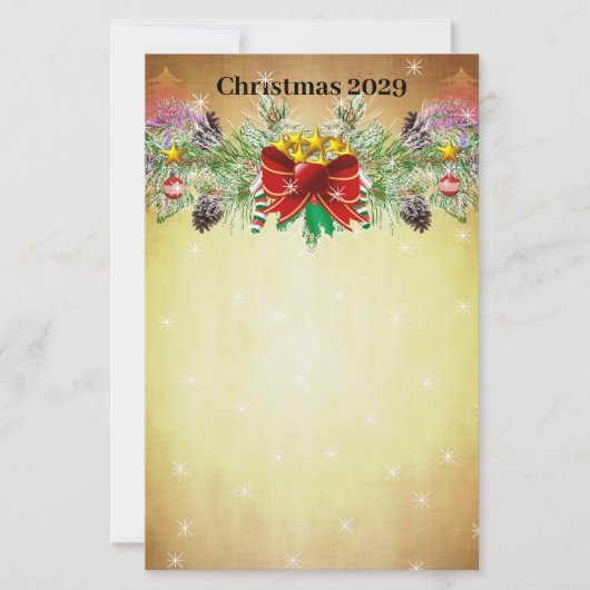 Roter Weihnachtsbaum Sterne Gold Lights Garland Briefpapier (Vorderseite)