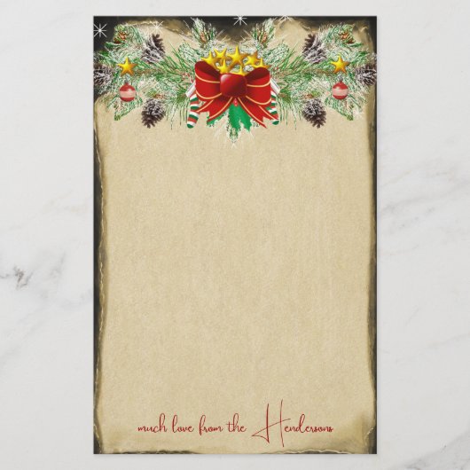 Roter Weihnachtsbaum Sterne Gold Lights Garland Briefpapier (Vorderseite)