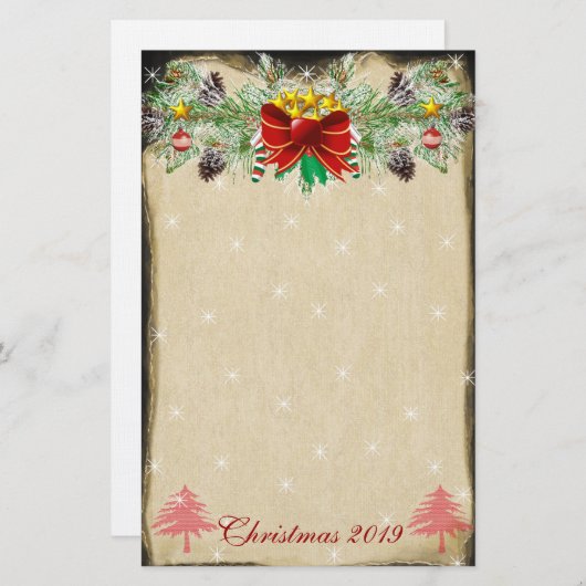 Roter Weihnachtsbaum Sterne Lights Garland Briefpapier (Vorne/Hinten)