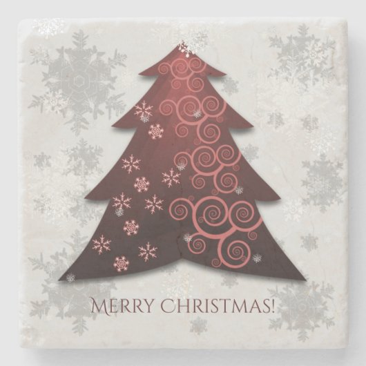 Roter Weihnachtsbaum Stone Untersetzer (Vorderseite)