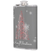 Roter Weihnachtsbaum und Schneeflocken Flachmann (Links)