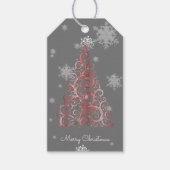Roter Weihnachtsbaum und Schneeflocken - Geschenk- Geschenkanhänger (Vorderseite)