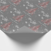 Roter Weihnachtsbaum und Schneeflocken Geschenkpapier (Ecke)