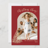 Roter Weihnachtsbaum Zwei Foto 2023 Feiertagskarte (Vorderseite)