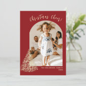 Roter Weihnachtsbaum Zwei Foto 2023 Feiertagskarte (Stehend Vorderseite)