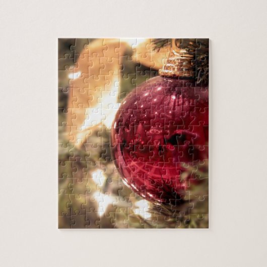 roter Weihnachtsbaumschmuck festlich Puzzle (Vertikal)