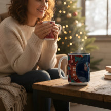 Roter Weihnachtsbecher mit individuellem Foto Fest