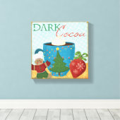 Roter Weihnachtscup mit cremigem Kakao Leinwanddruck (Insitu (Holzboden))