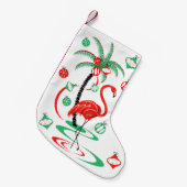 Roter Weihnachtsflamingo-Flitter-Strumpf einer mit Kleiner Weihnachtsstrumpf (Vorderansicht (hängend))