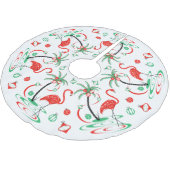 Roter Weihnachtsflamingo-Flitterbaumrock Polyester Weihnachtsbaumdecke (Schrägansicht)