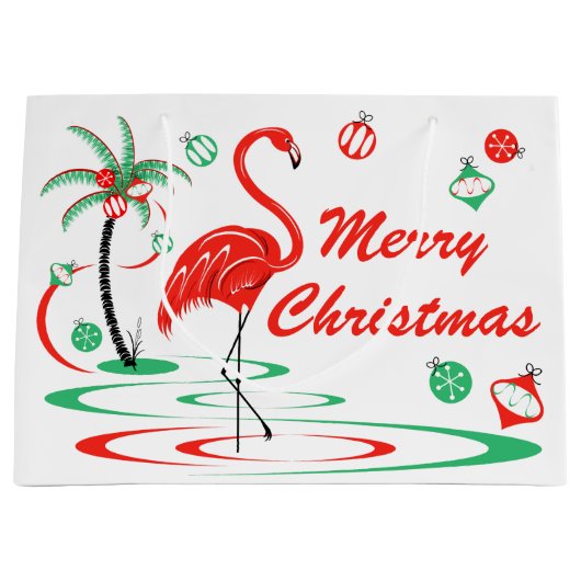 Roter Weihnachtsflamingo-frohe Weihnachten groß Große Geschenktüte (Vorderseite)