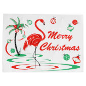 Roter Weihnachtsflamingo-frohe Weihnachten groß Große Geschenktüte (Rückseite)