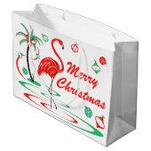 Roter Weihnachtsflamingo-frohe Weihnachten groß Große Geschenktüte (Rückseite Schrägansicht)