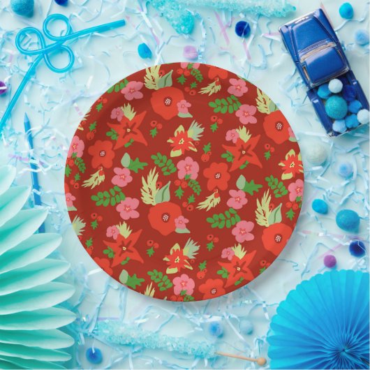 Roter Weihnachtsflora-Papier-Teller Pappteller (Party)