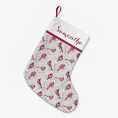 Roter Weihnachtsgeburt - Personalisierter Name Kleiner Weihnachtsstrumpf (Vorderansicht (hängend))