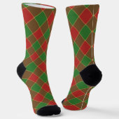 Roter Weihnachtsgrün Karo karierte diagonale Muste Socken (Gewinkelt)