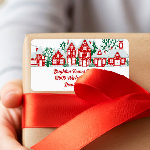 Roter Weihnachtsimmobilienmakler-Rücksendeadresse Adressaufkleber