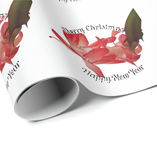 Roter Weihnachtskaktus Foto mit Gruß Geschenkpapier (Rolleneckpunkt)