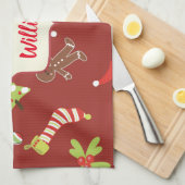 Roter Weihnachtslebkuchen-Feiertag Handtuch (Viertel Falte)