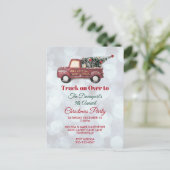 Roter Weihnachtslieferwagen mit Postkarte (Stehend Vorderseite)