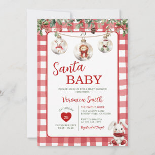 Roter Weihnachtsmann-Elefant-Baby-Party-Weihnachte Einladung