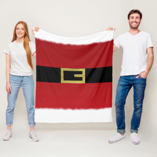 Roter Weihnachtsmann-Gurt u. weißer Fleecedecke