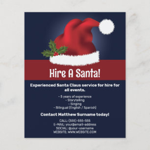 Roter Weihnachtsmann-Hut auf Blau - Weihnachtsmann Flyer
