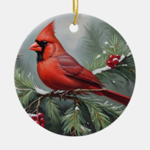 Roter Weihnachtsmann-Kardinal Keramik Ornament