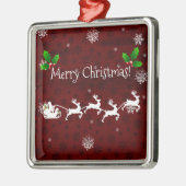 Roter Weihnachtsmann - Keramik Schlitten und Renti Ornament Aus Metall (Links)