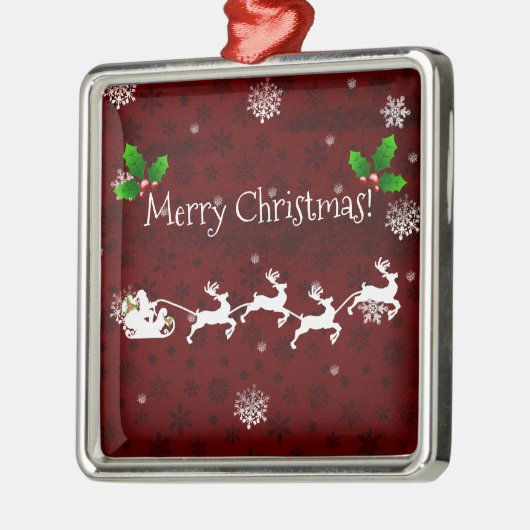 Roter Weihnachtsmann - Keramik Schlitten und Renti Ornament Aus Metall (Links)