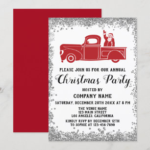 Roter Weihnachtsmann-LKW-Unternehmensweihnachtsfei Einladung