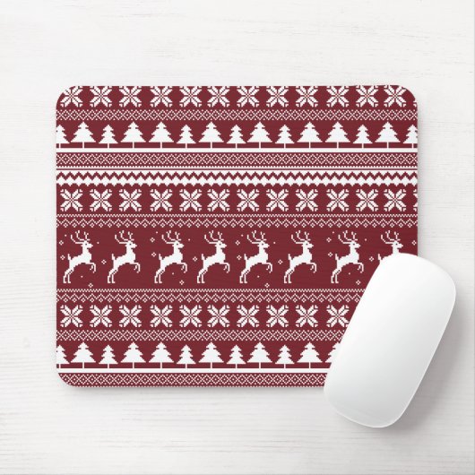Roter Weihnachtsmann-Rentier-Weihnachtsstrickjacke Mousepad (Mit Mouse)