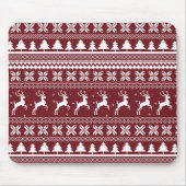 Roter Weihnachtsmann-Rentier-Weihnachtsstrickjacke Mousepad (Vorne)