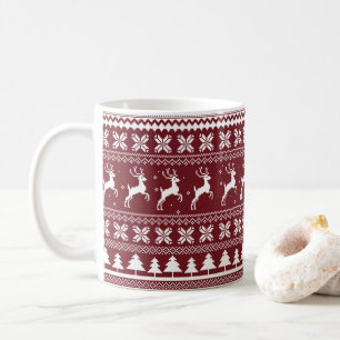 Roter Weihnachtsmann-Rentier-Weihnachtsstrickpullo Kaffeetasse