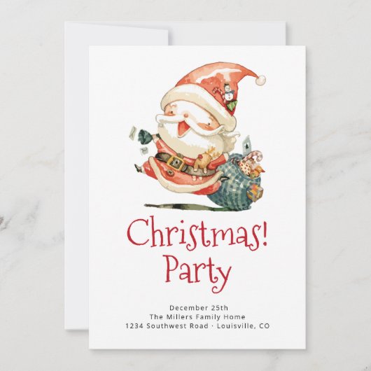 Roter Weihnachtsmann Weihnachten und Neujahr Einla (Vorderseite)