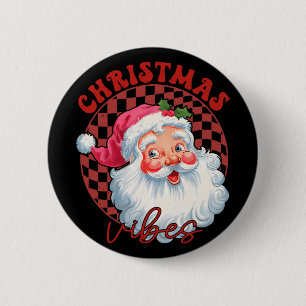 Roter Weihnachtsmann Weihnachtsstimmung Vintage Ro Button