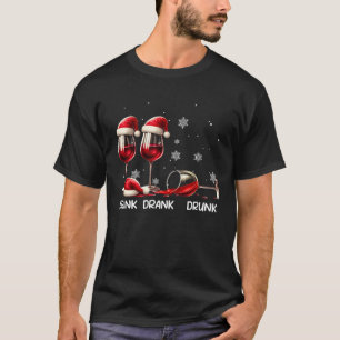 Roter Weihnachtsmann Weinliebhaber Glas Trinken Ge T-Shirt