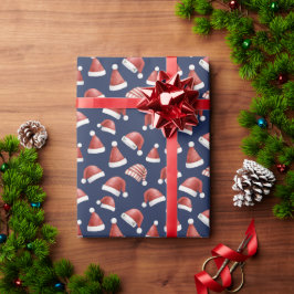 Roter Weihnachtsmannhut Muster Weihnachten Marineb Geschenkpapier