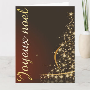 Roter Weihnachtsmotif mit goldenem Tannenbaum Karte