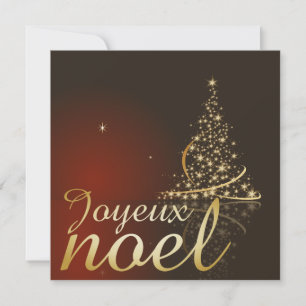 Roter Weihnachtsmotif mit goldenem Weihnachtsbaum Einladung